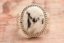 Genuine White Buffalo Turquoise Nugget Sterling Silver Ring